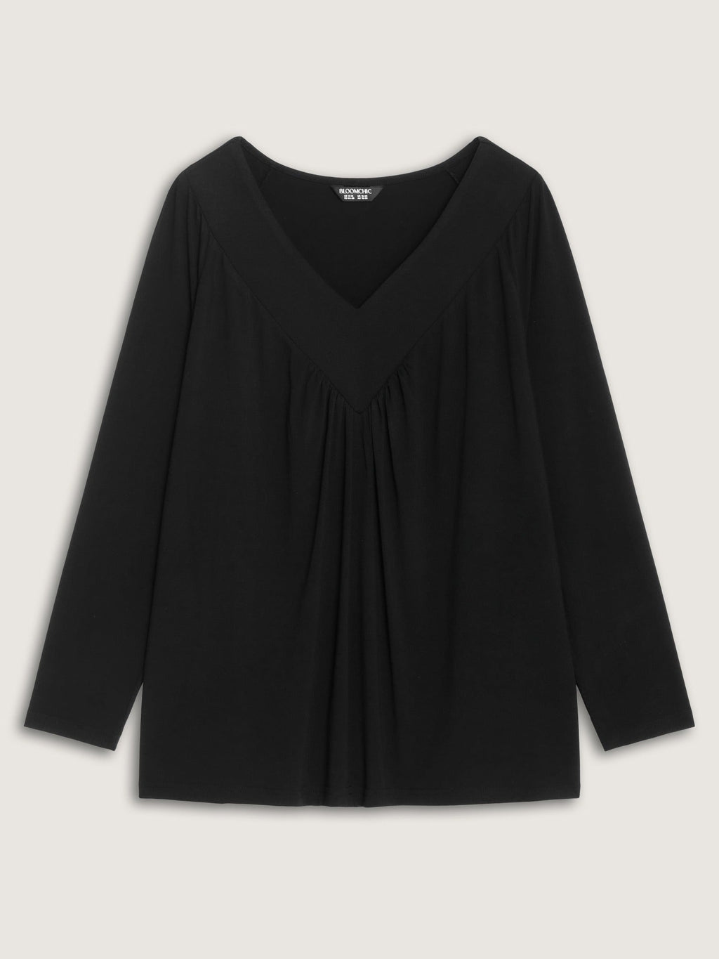 Supersoft Stretch V‑Neck Front Pleated Top