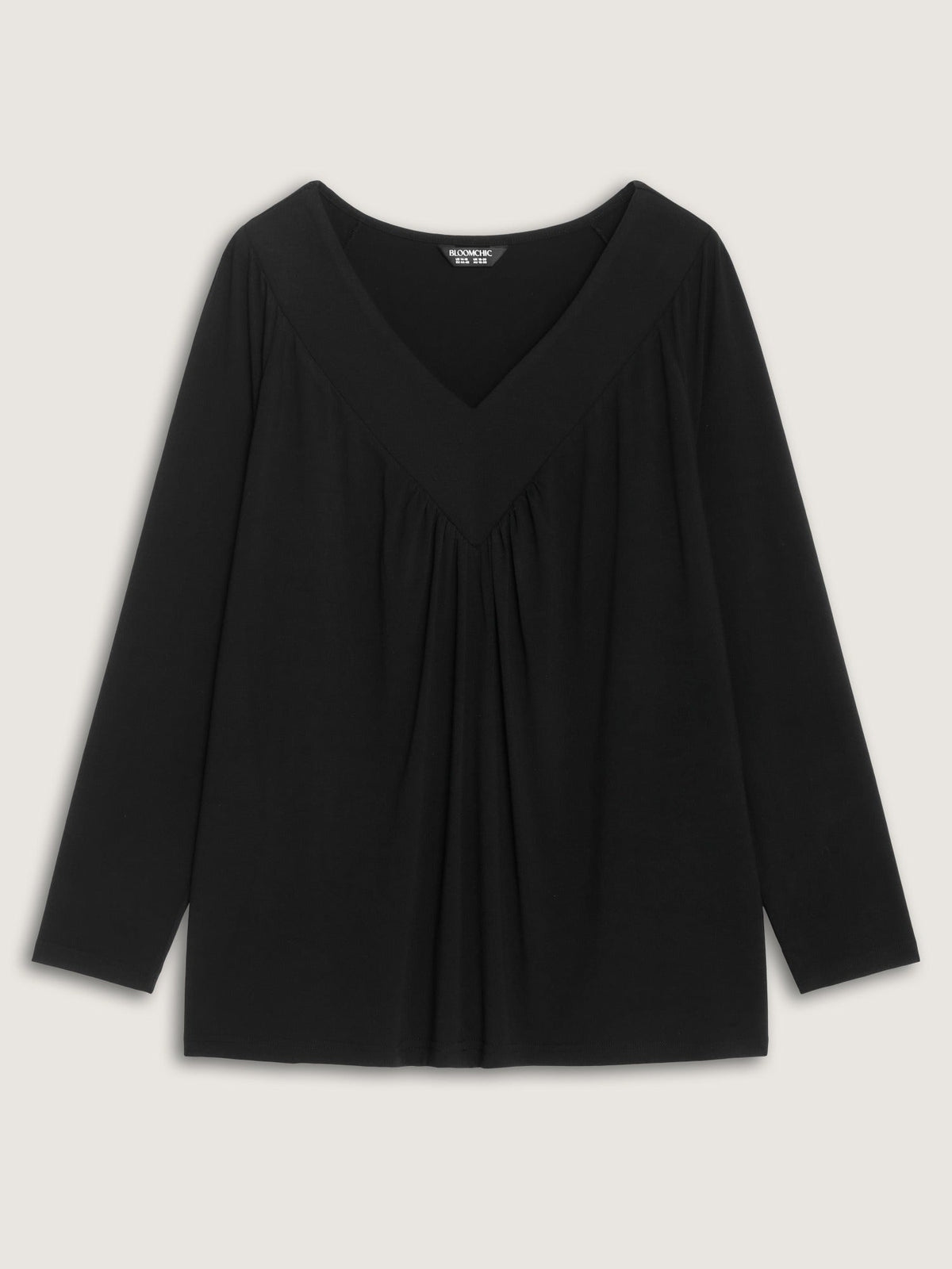 Supersoft Stretch V‑Neck Front Pleated Top