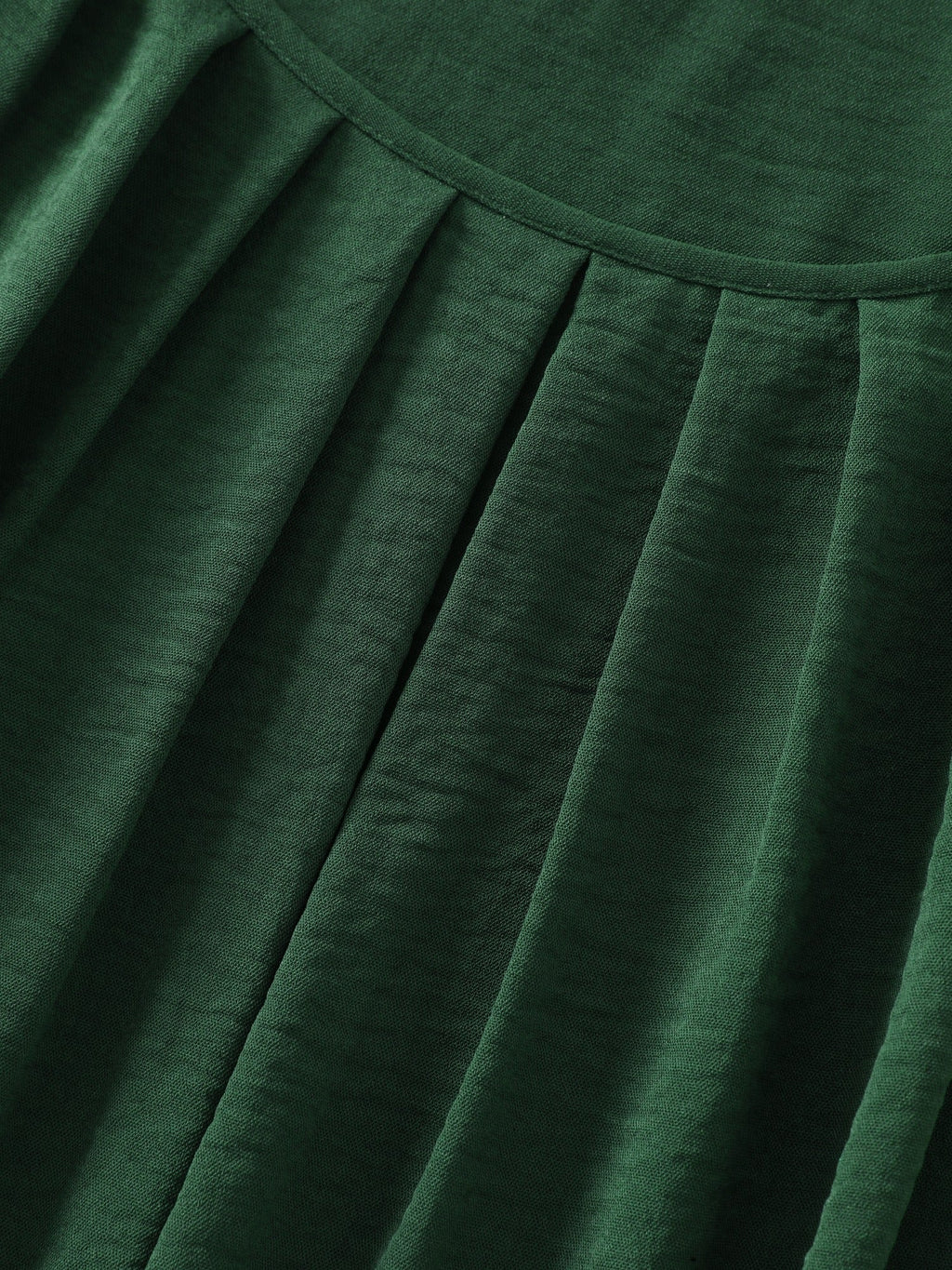 Round Neck Front Pleated Shirred Cuff Blouse