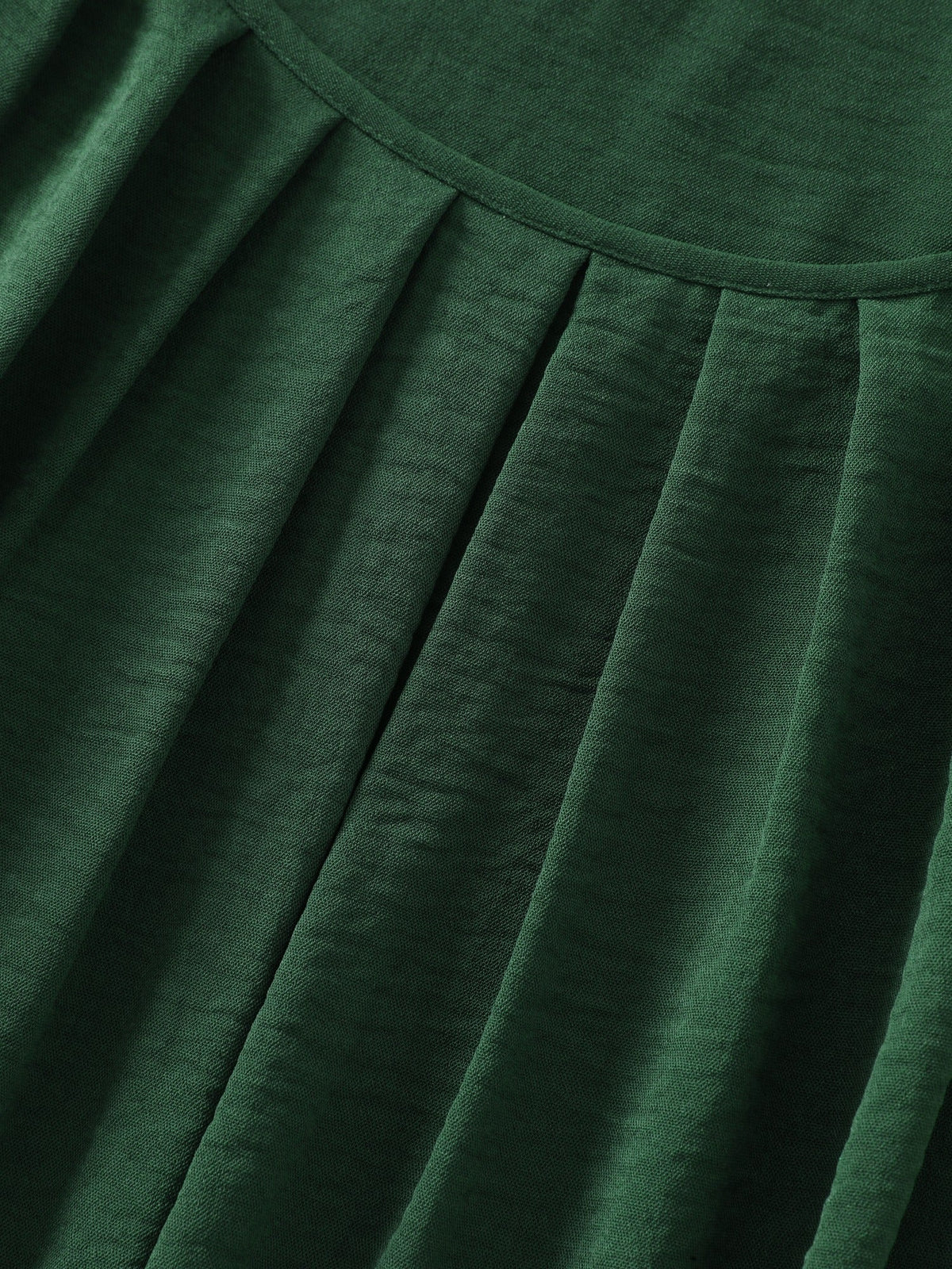 Round Neck Front Pleated Shirred Cuff Blouse