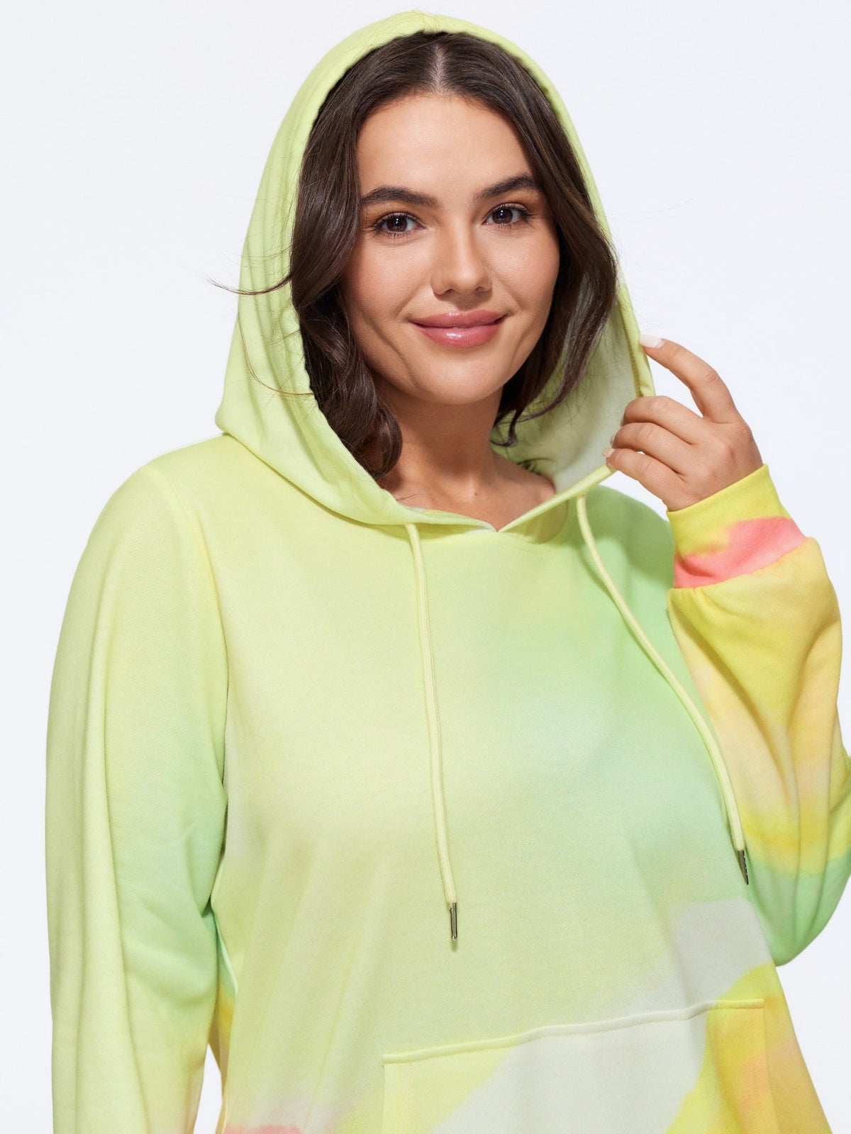 Watercolor Tie‑Dye Pocket Hooded Sweatshirt