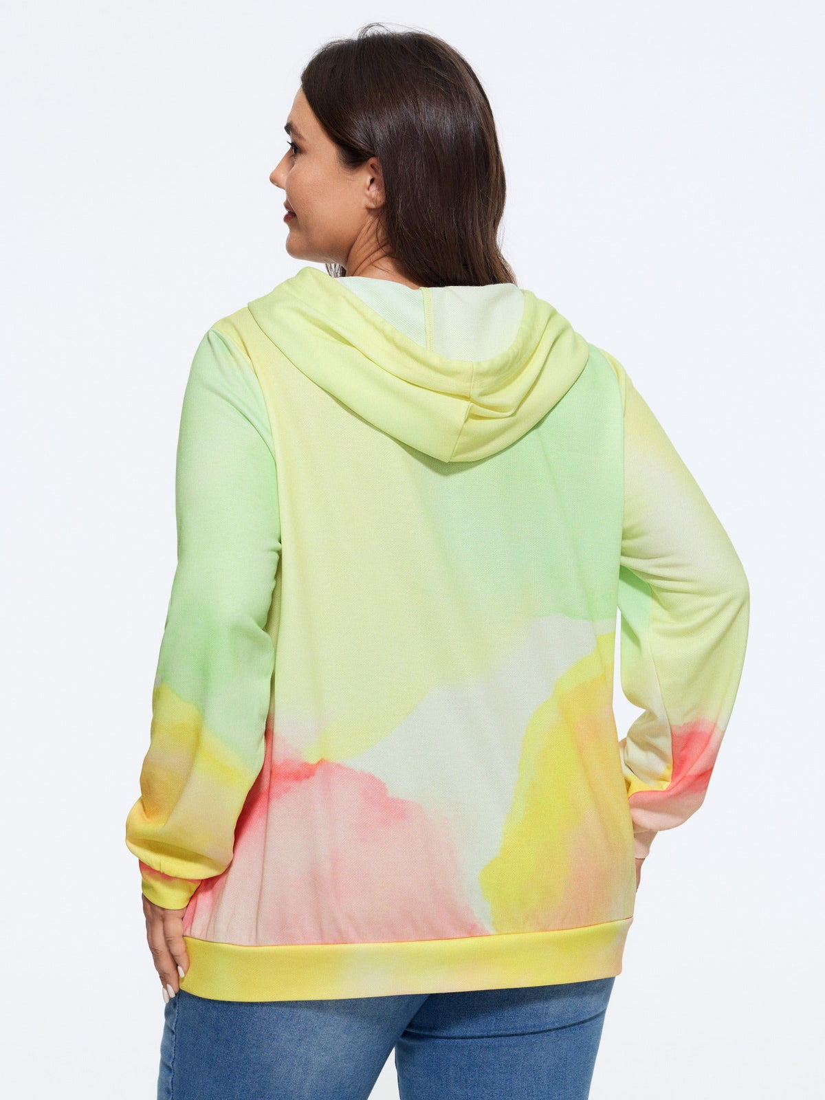 Watercolor Tie‑Dye Pocket Hooded Sweatshirt