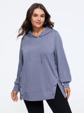 Supersoft Button Split Hem Hooded Sweatshirt