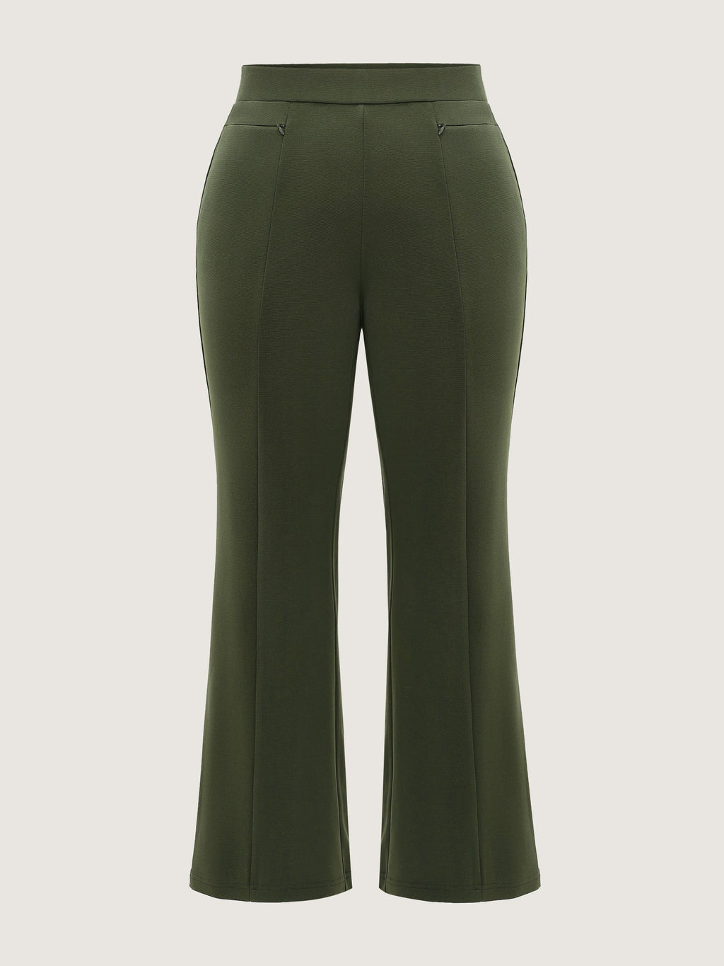 Stretch Elastic Waist Pockets Flare Pants