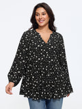 Floral Print Tiered Ruffle Hem Loose Blouse