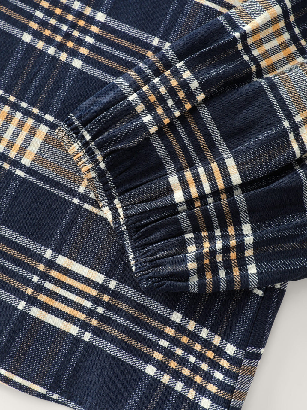 Plaid Ruffle Trim V‑Neck Tie‑Front Blouse