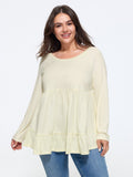 Cotton Raglan Sleeve Tiered Ruffle Hem Top