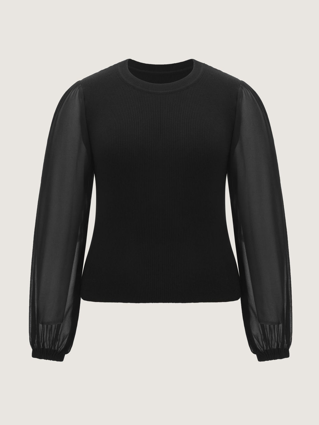 Supersoft Crew Neck Sheer Lantern Sleeve Pullover