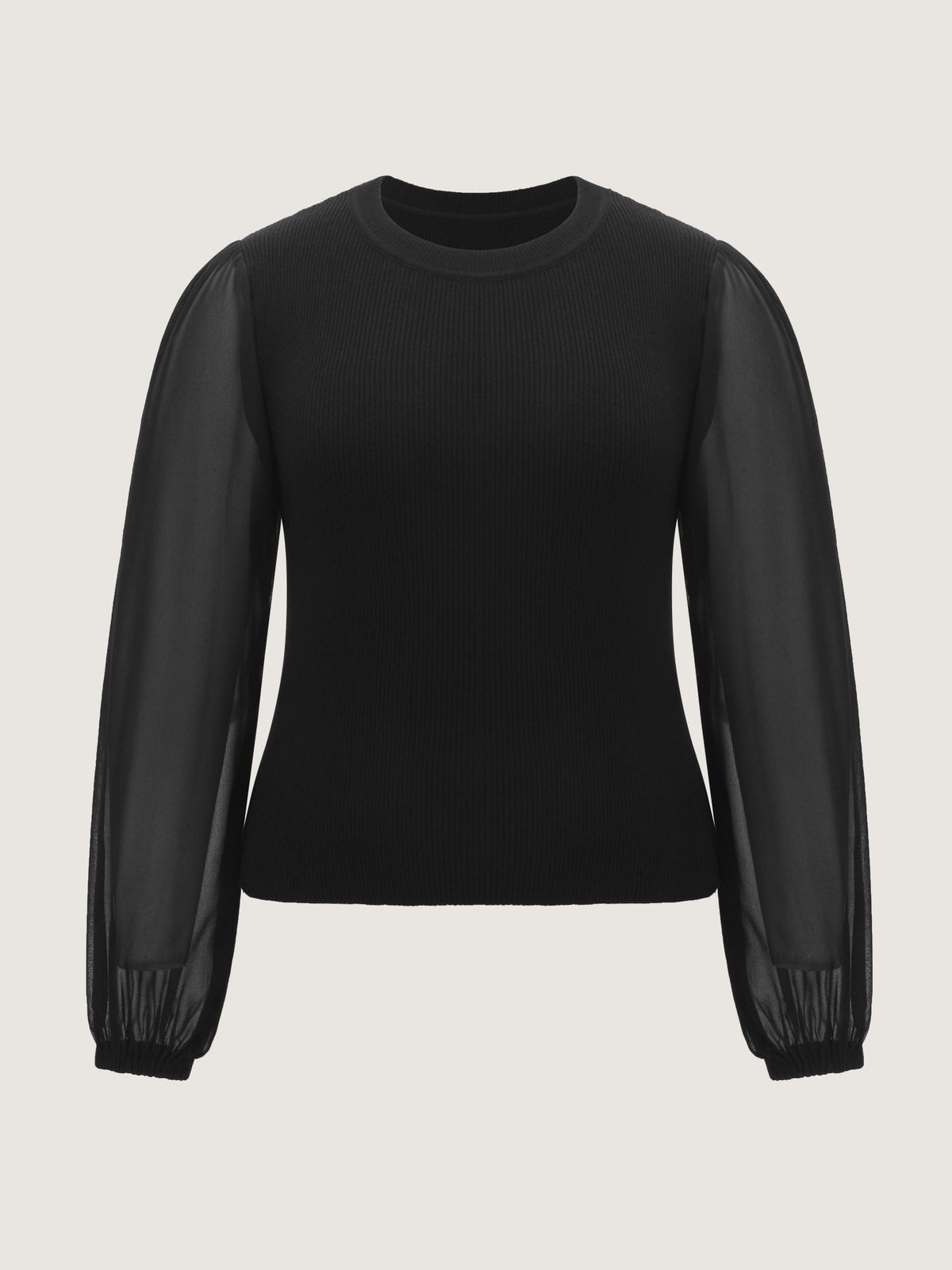 Supersoft Crew Neck Sheer Lantern Sleeve Pullover
