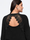 Lace Cut‑Out Open Back Pullover