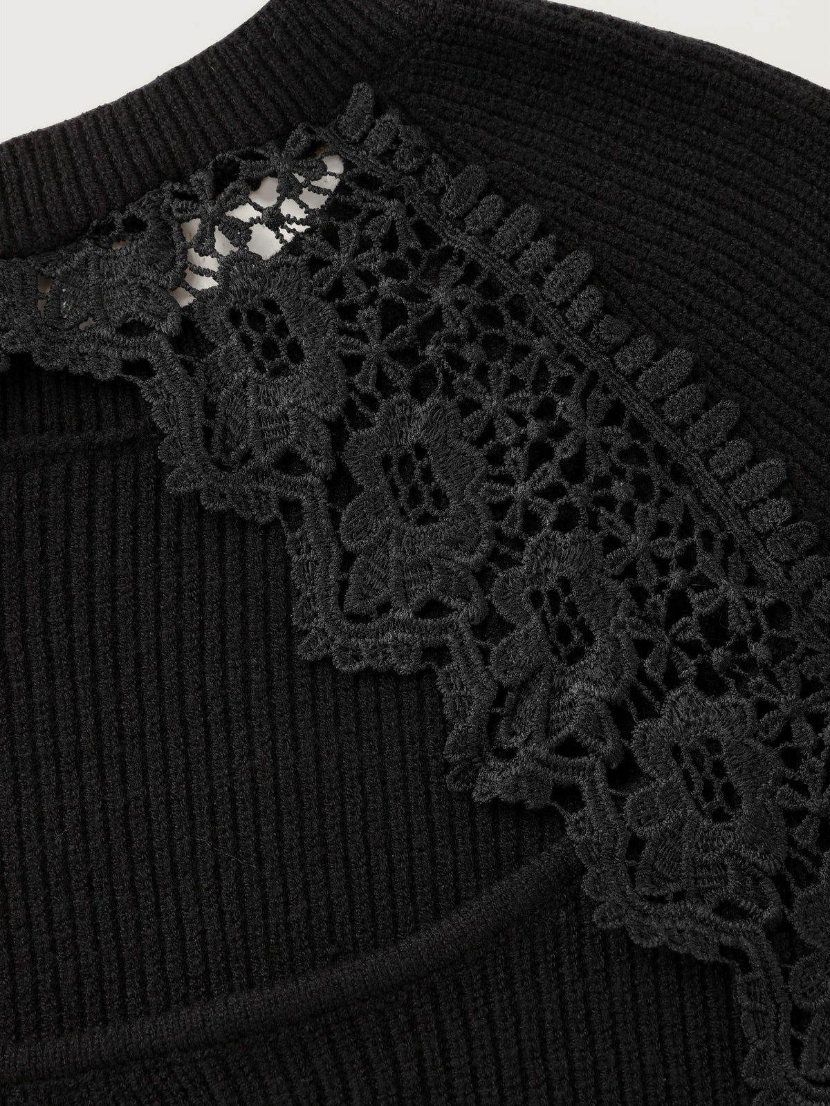 Lace Cut‑Out Open Back Pullover