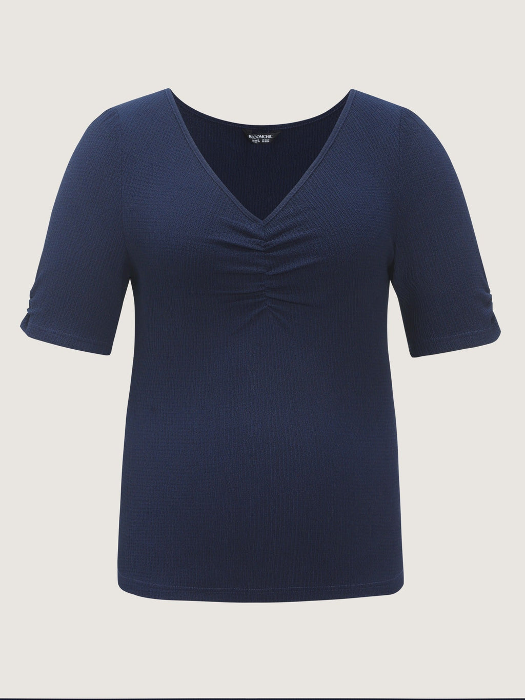 Textured V‑Neck Ruched Bust Fitted Top