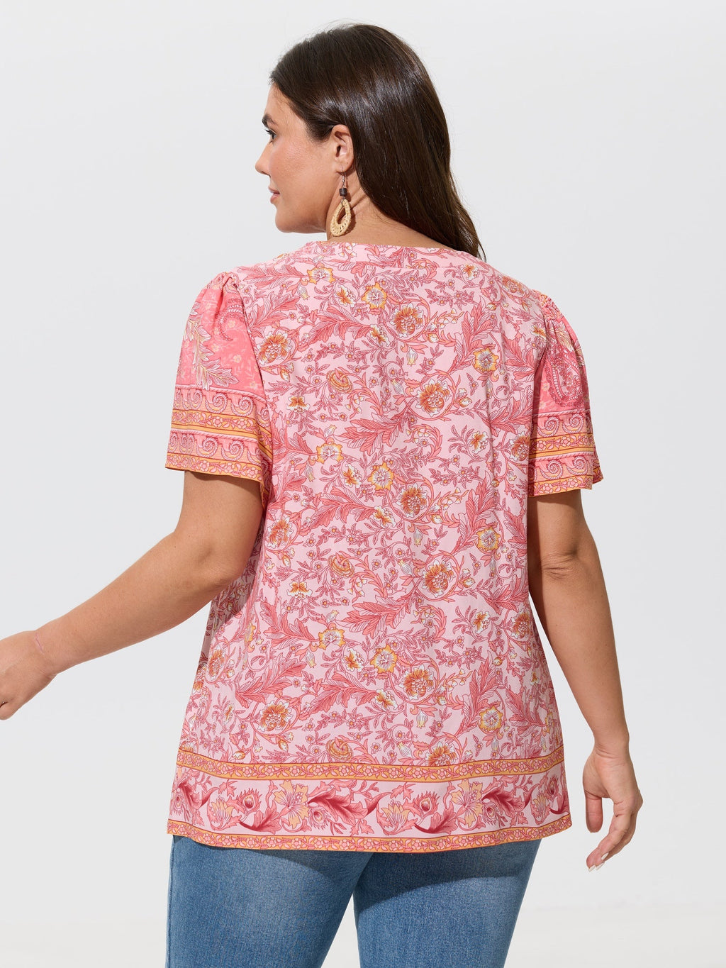 Floral Print Tassel Ruffled Sleeve Blouse