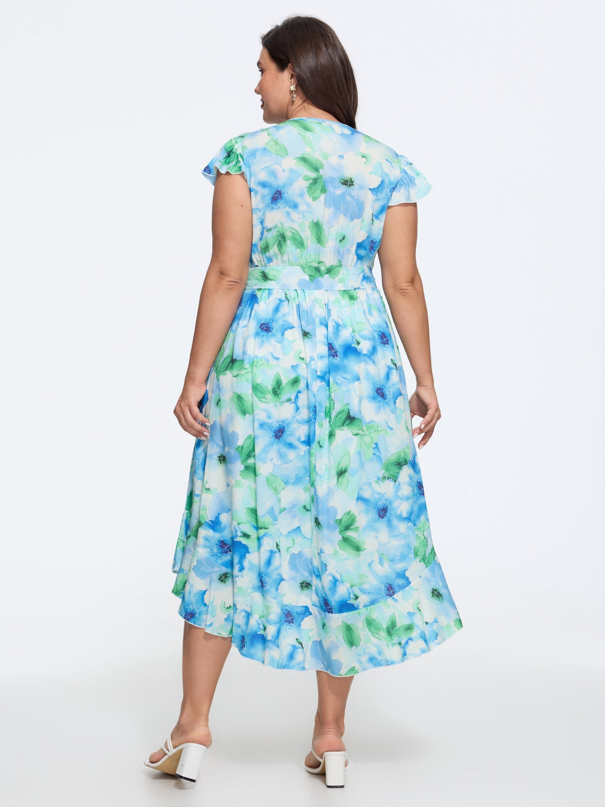 Midnight Blooms Wrap A-Line Midi Dress
