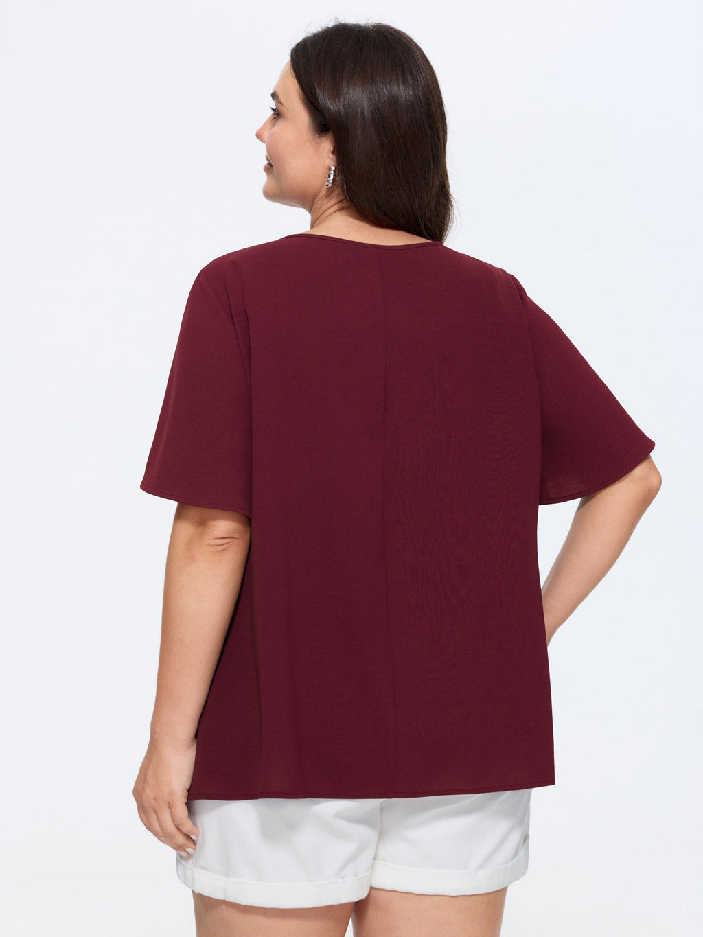 Pleated Front Flowy Plain Top