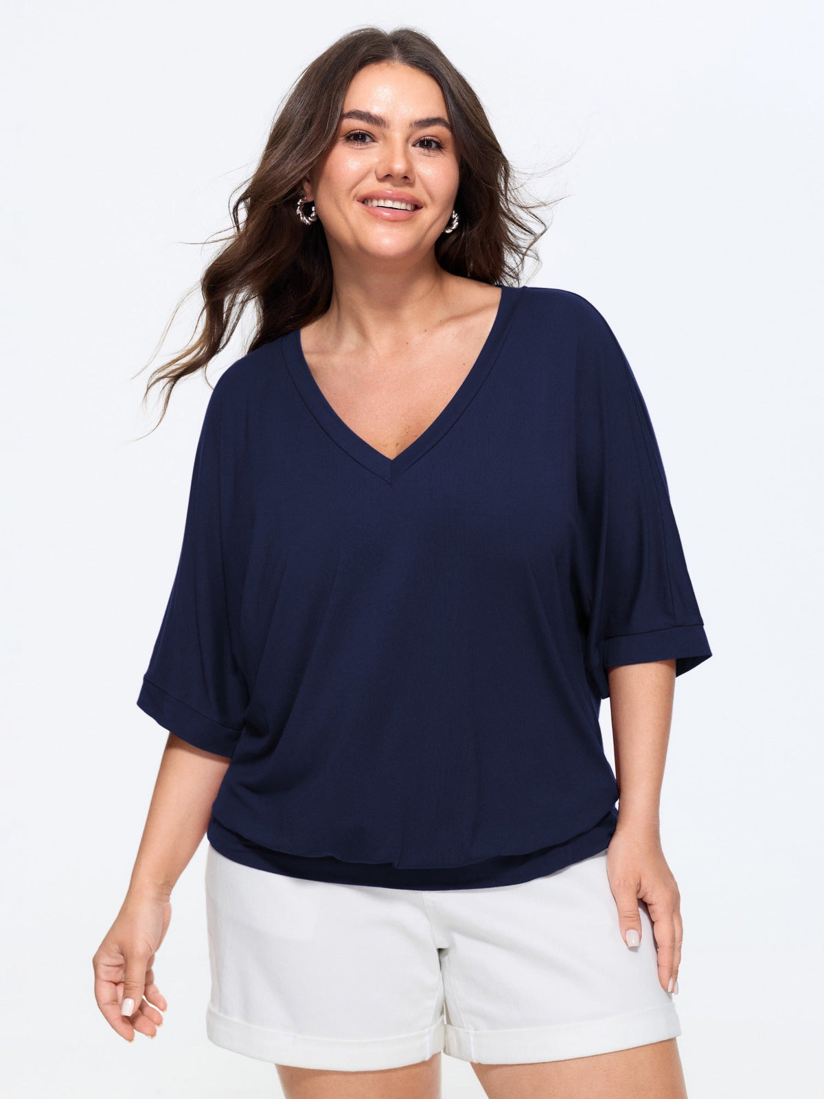 Supersoft Stretchy V-Neck Plain T-Shirt