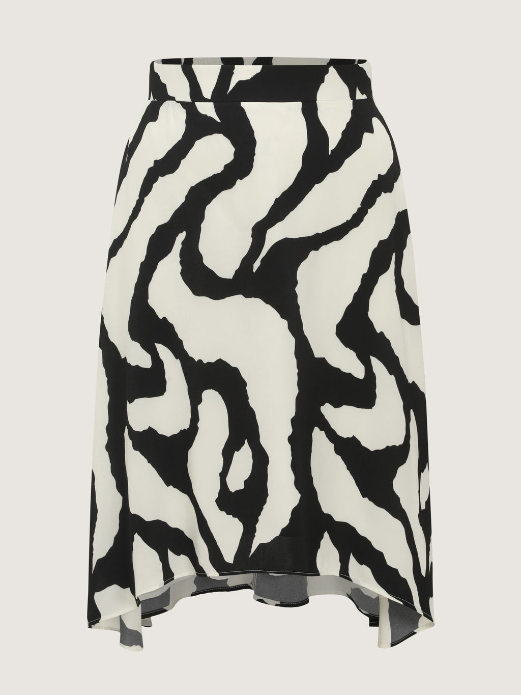 Abstract Print Asymmetrical Hem Flowy Midi Skirt