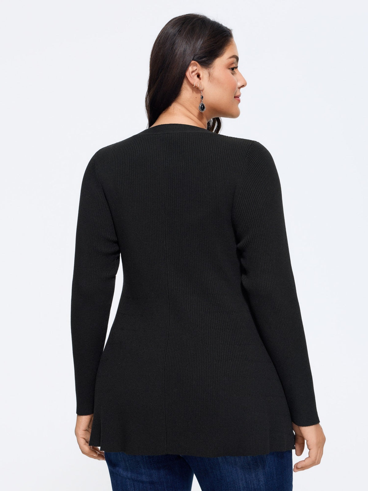 Solid V‑Neck Button Front Cardigan