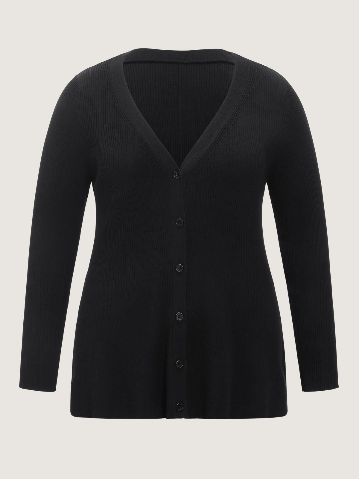 Solid V‑Neck Button Front Cardigan