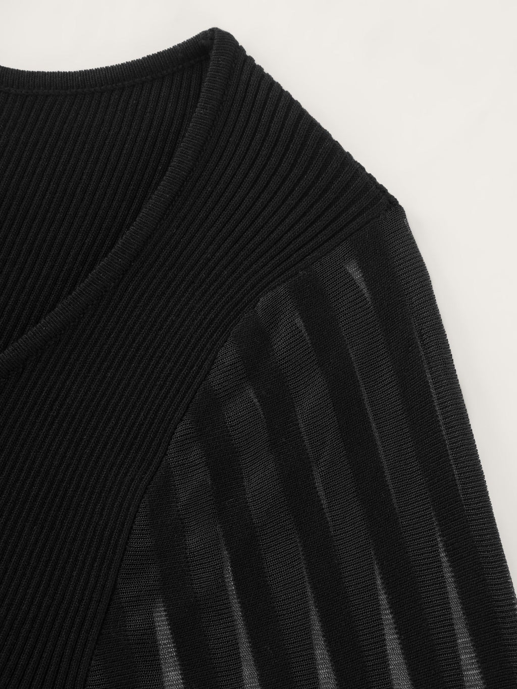 Vertical Stripe Sheer Mesh Long Sleeve Pullover