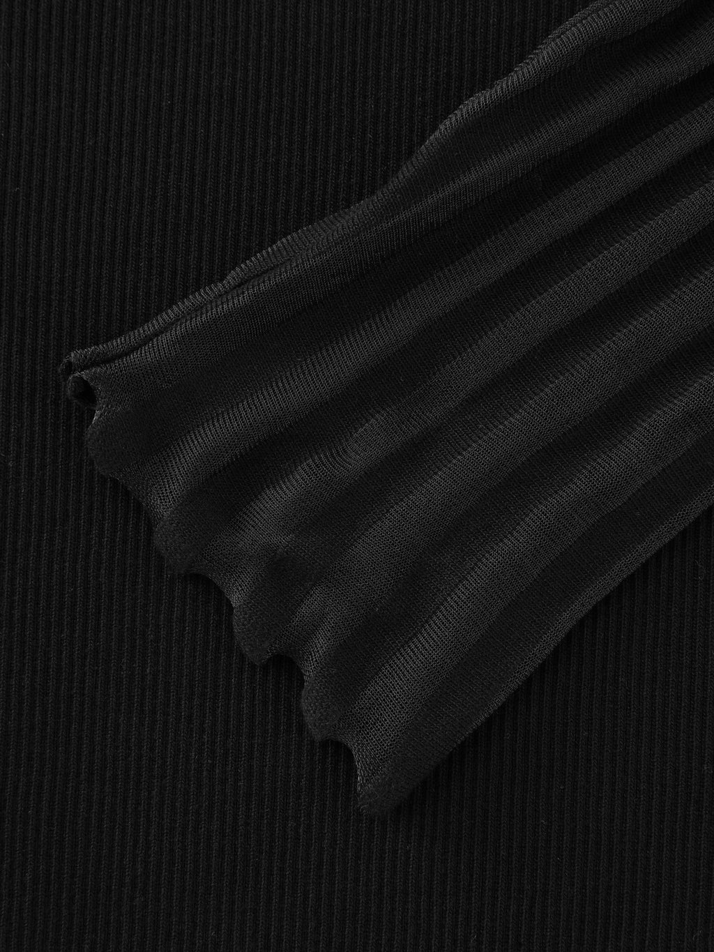 Vertical Stripe Sheer Mesh Long Sleeve Pullover