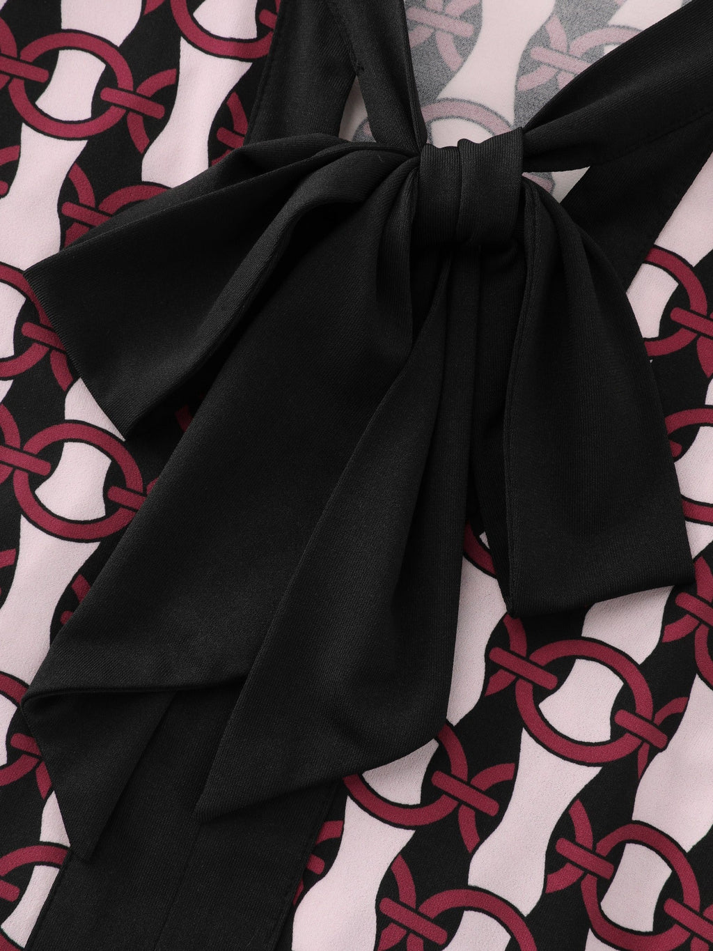 Geometric Print Bow Tie Neck Midi Dress