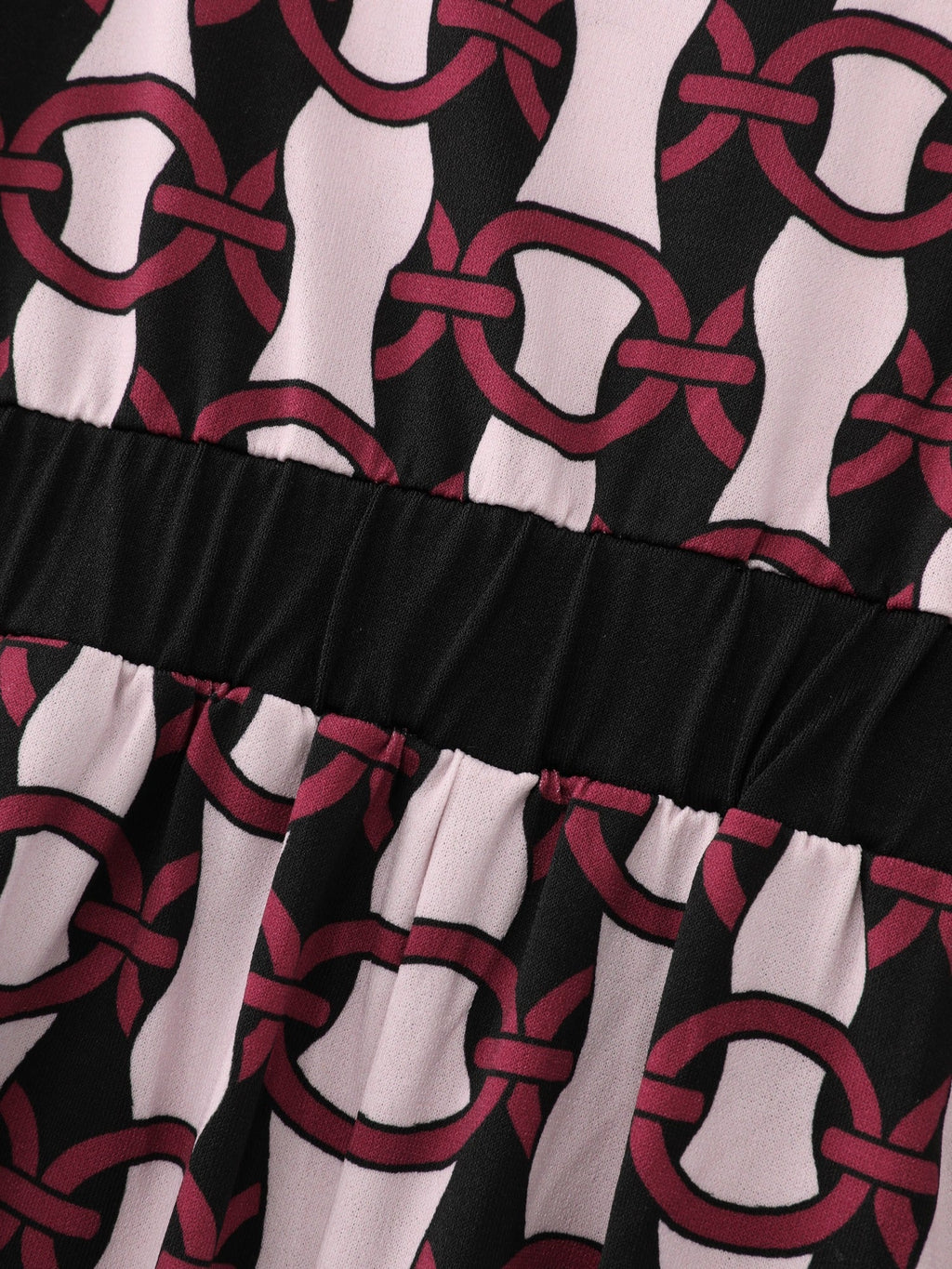 Geometric Print Bow Tie Neck Midi Dress