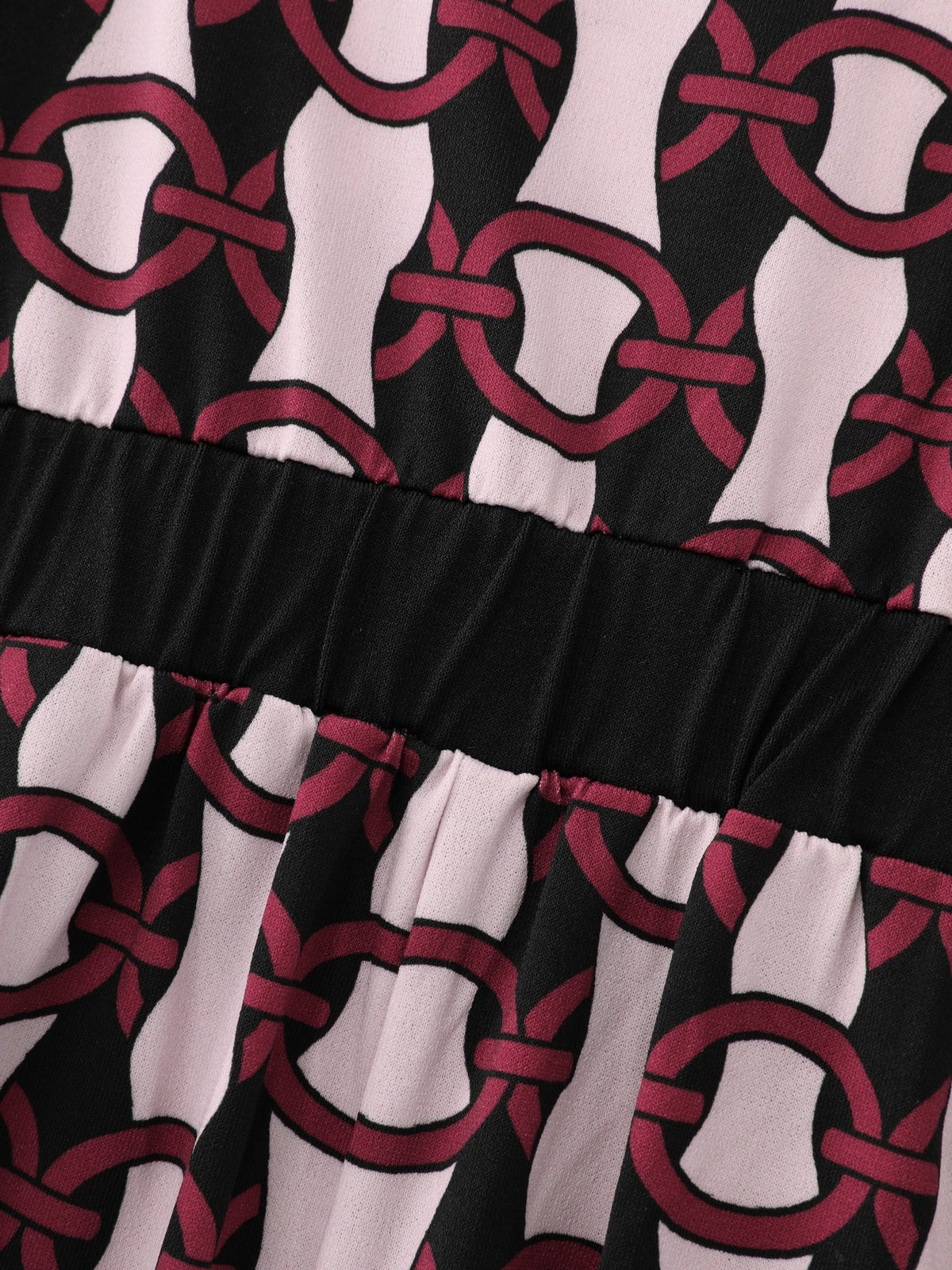 Geometric Print Bow Tie Neck Midi Dress