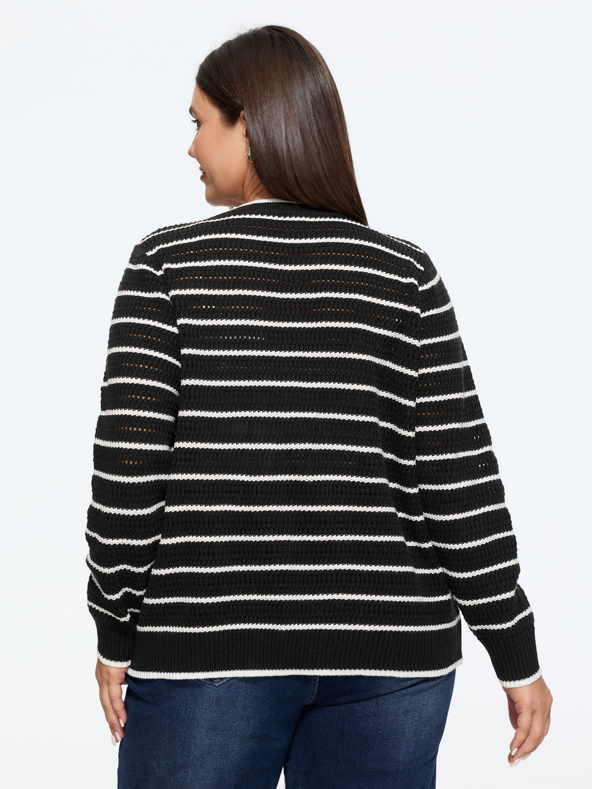 Color Contrast Striped Pocket Button Front Cardigan