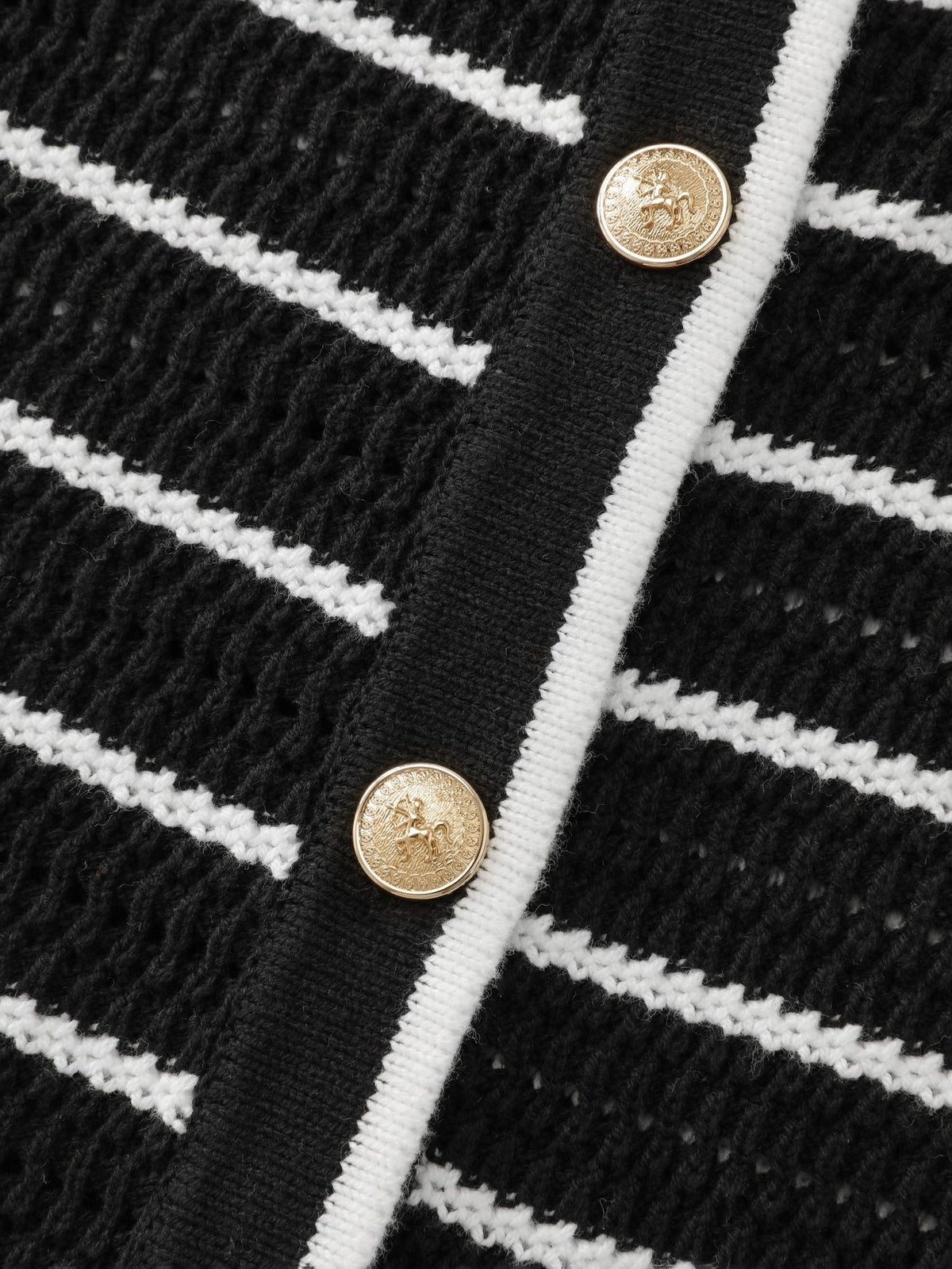 Color Contrast Striped Pocket Button Front Cardigan