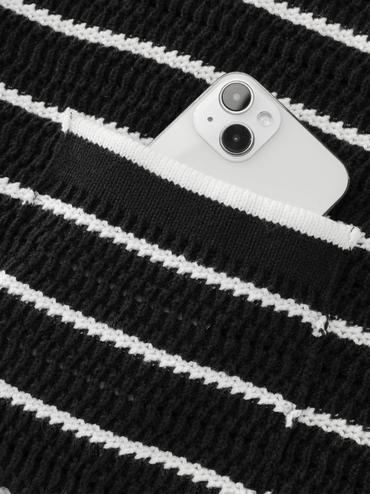 Color Contrast Striped Pocket Button Front Cardigan