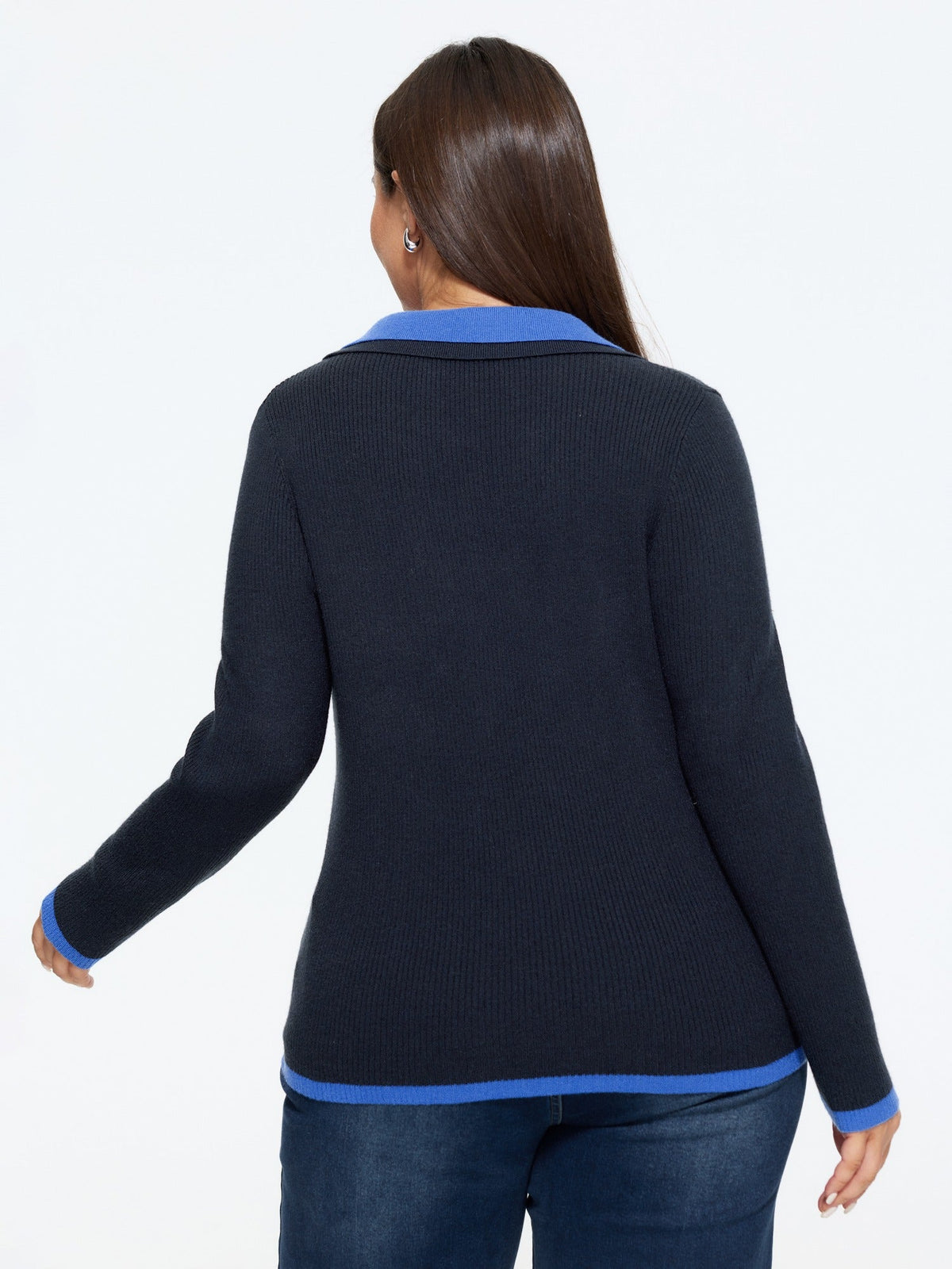 Supersoft Polo Collar Contrast Trim Pullover