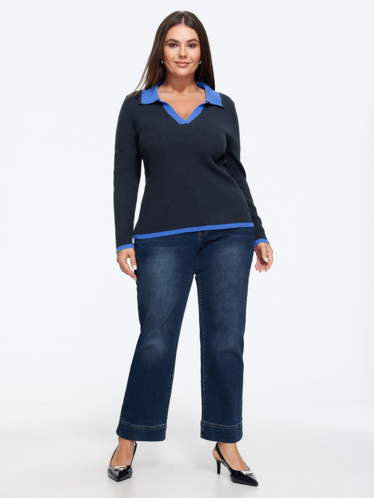 Supersoft Polo Collar Contrast Trim Pullover