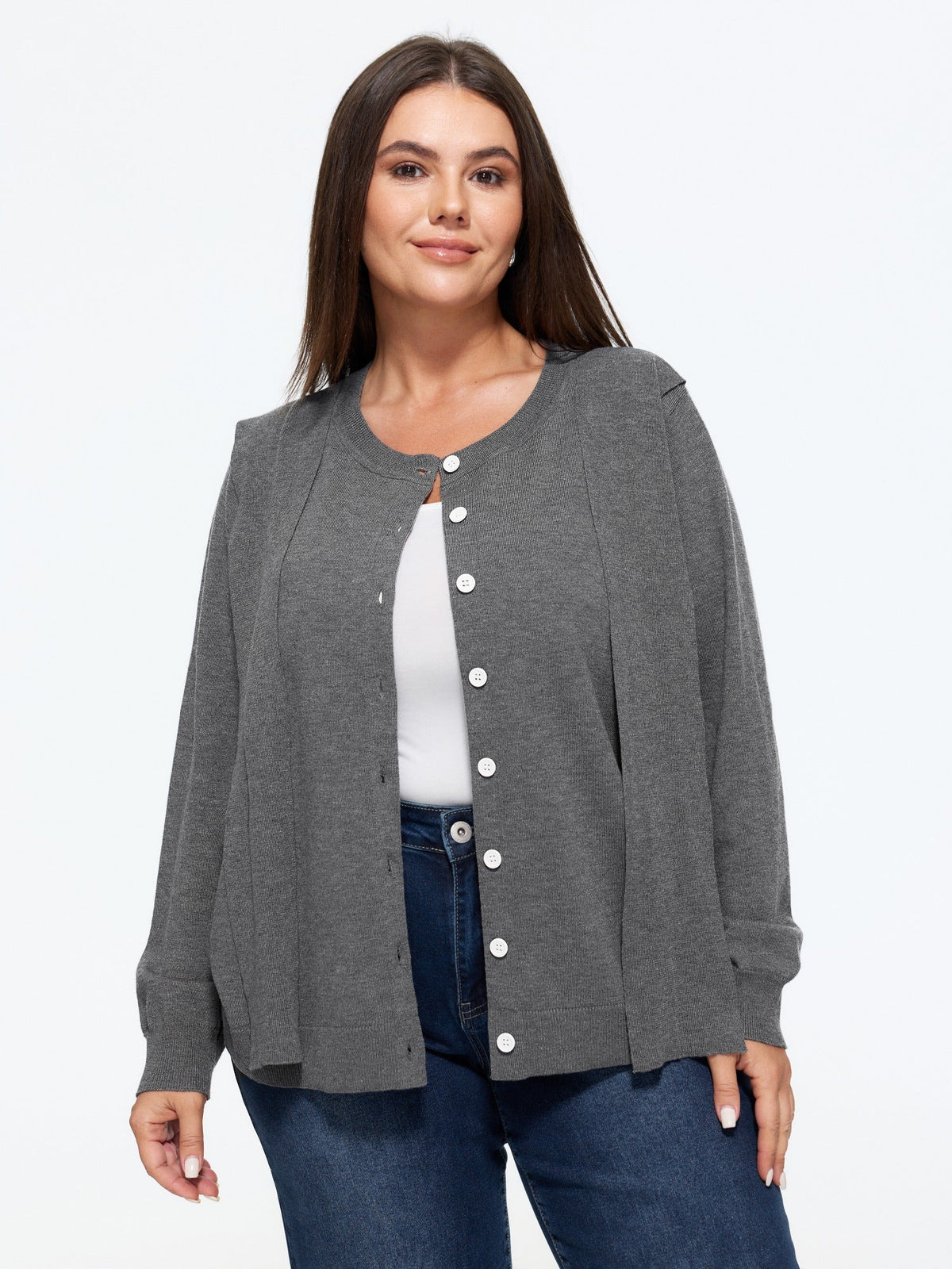 Solid Scarf Bow Tie Button Front Cardigan