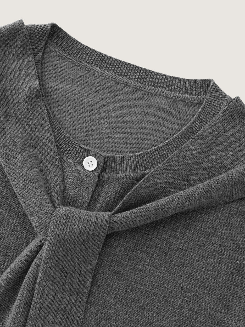Solid Scarf Bow Tie Button Front Cardigan