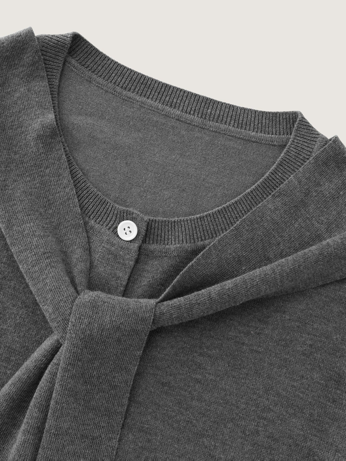Solid Scarf Bow Tie Button Front Cardigan