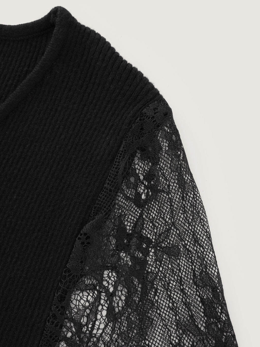 Supersoft Floral Sheer Lace Long Sleeve Pullover