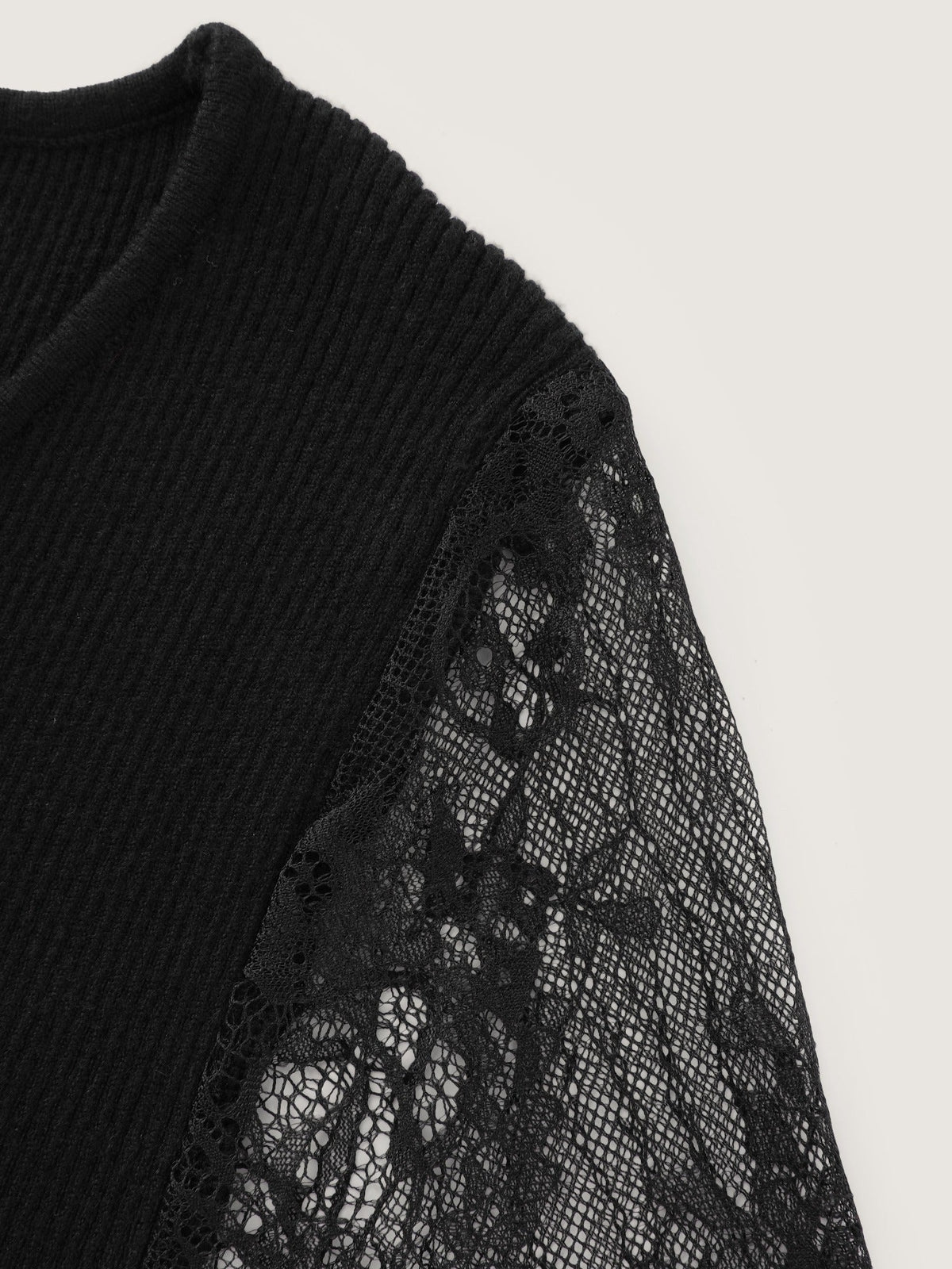 Supersoft Floral Sheer Lace Long Sleeve Pullover