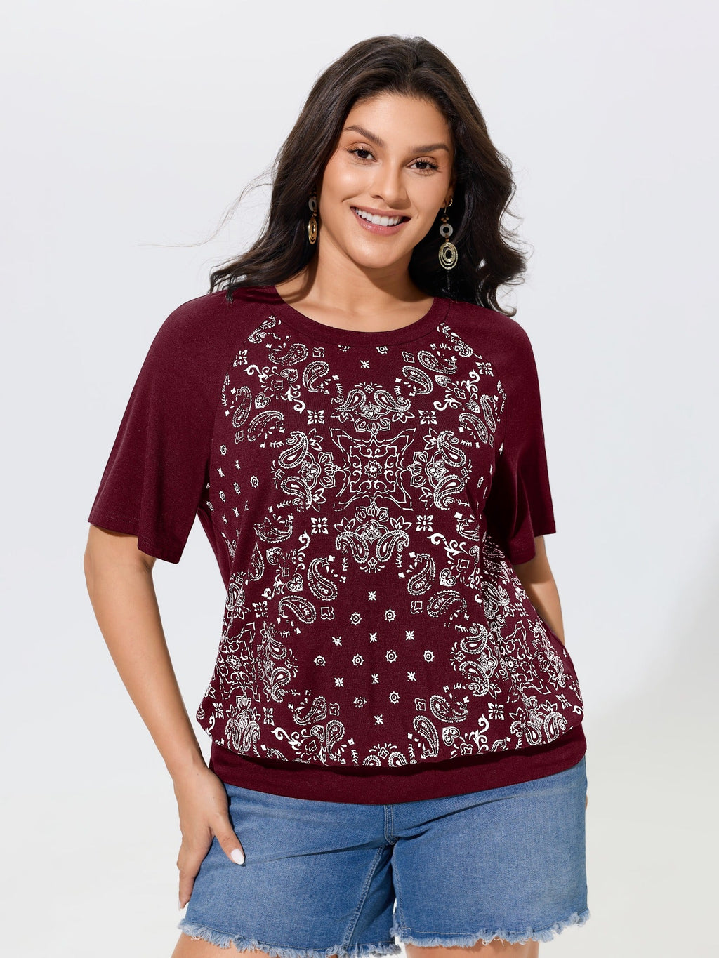 Supersoft Boho Print Raglan Sleeve T-Shirt