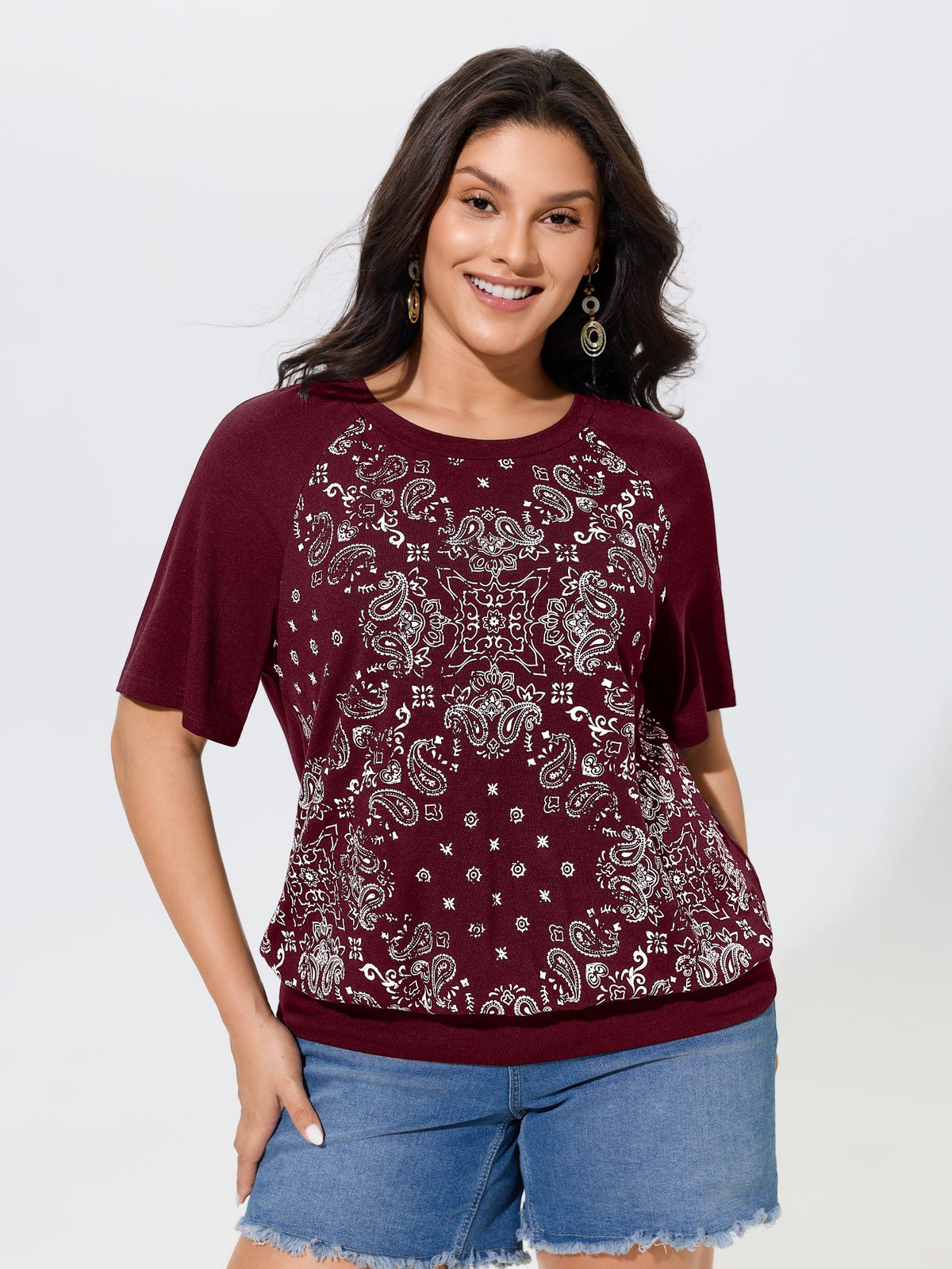 Supersoft Boho Print Raglan Sleeve T-Shirt
