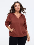 Supersoft Lace Shoulder Splice Pocket Sweatshirt
