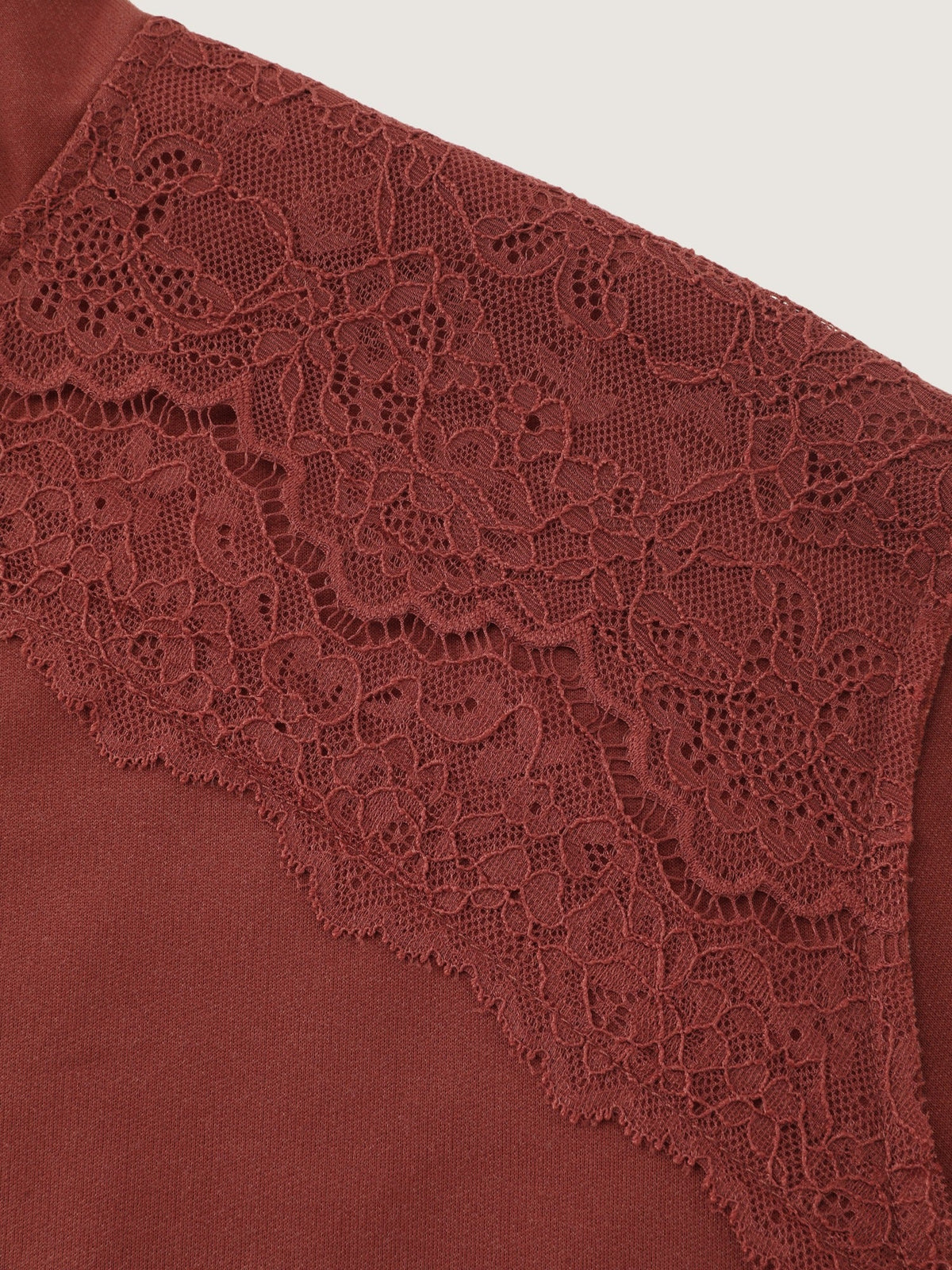 Supersoft Lace Shoulder Splice Pocket Sweatshirt