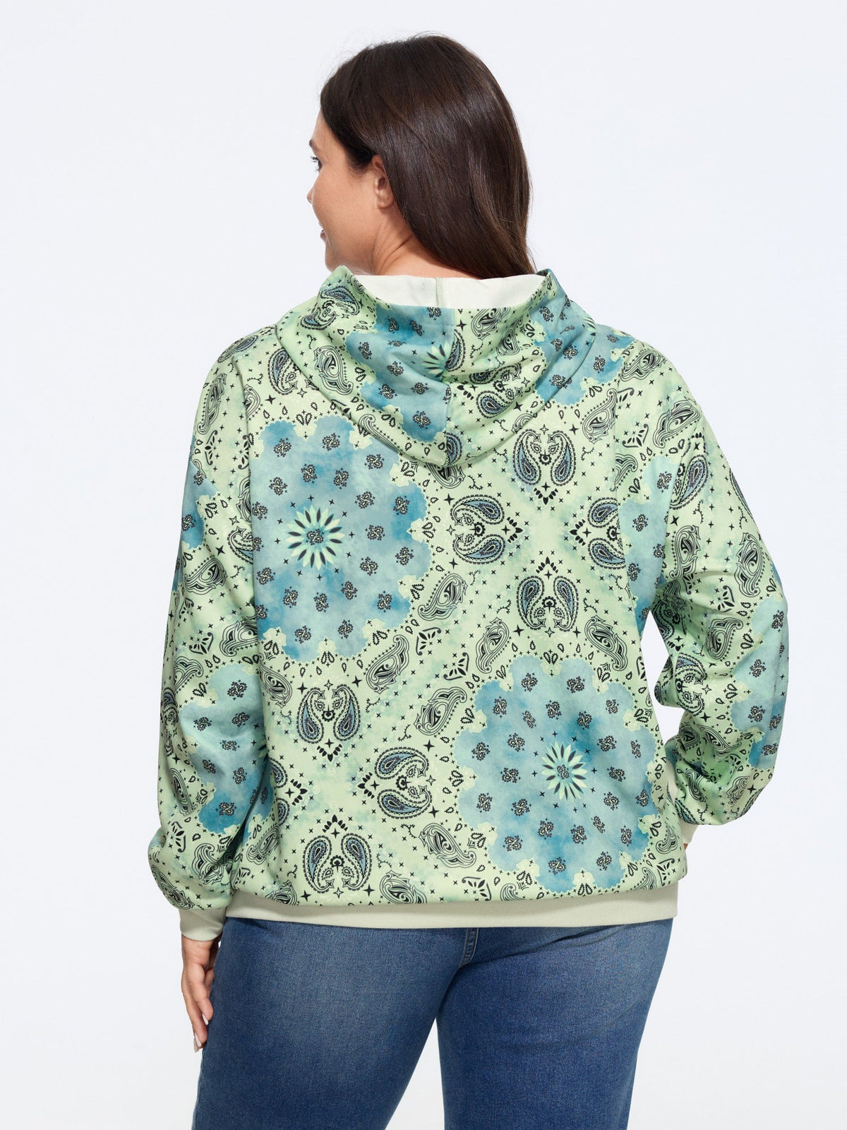 Supersoft Paisley Print Pocket Hoodie Sweatshirt