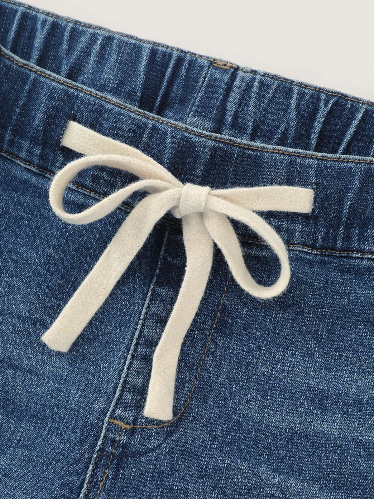 Stretch Drawstring Waist Patch Pockets Jeans