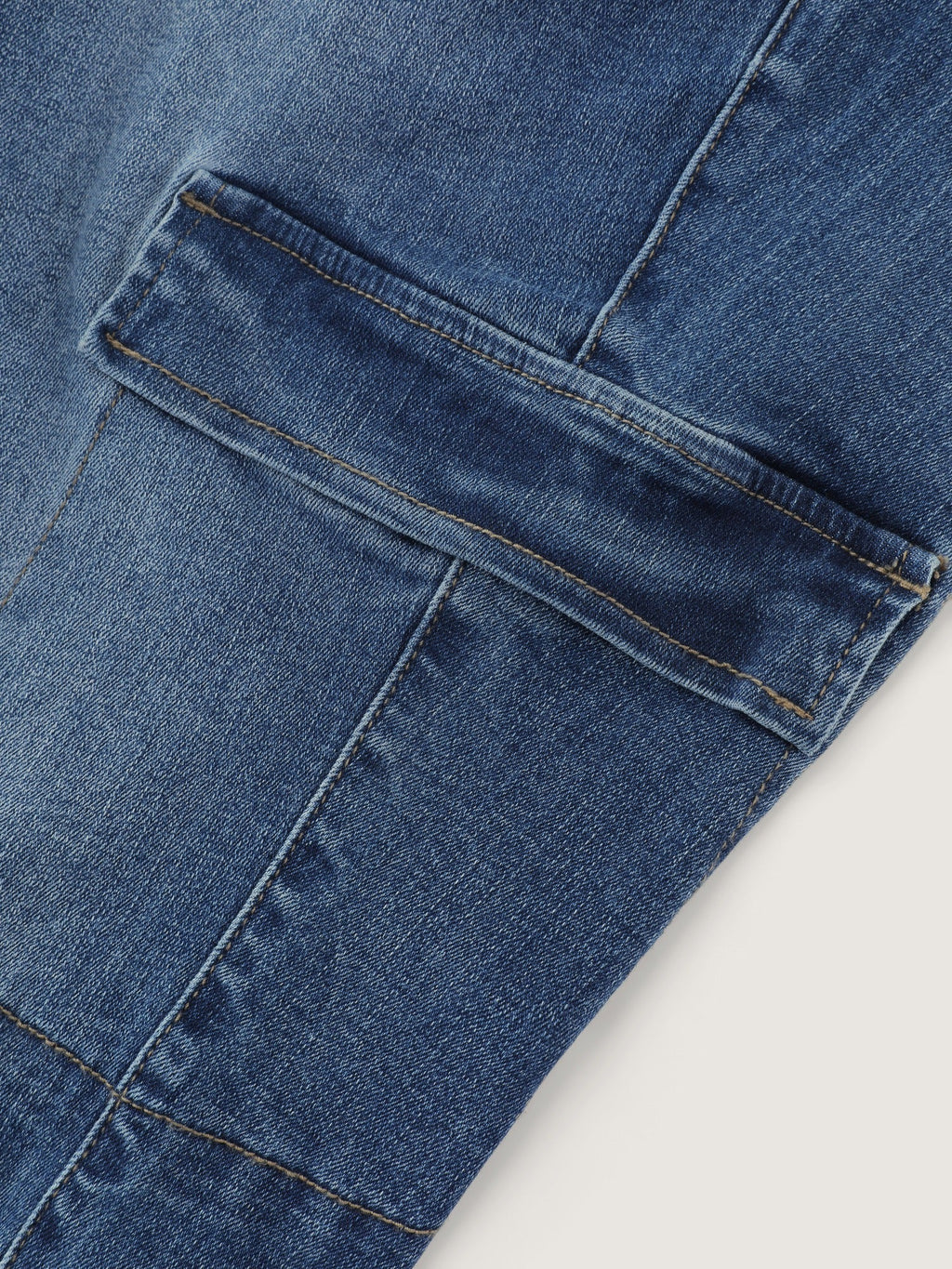 Stretch Drawstring Waist Patch Pockets Jeans