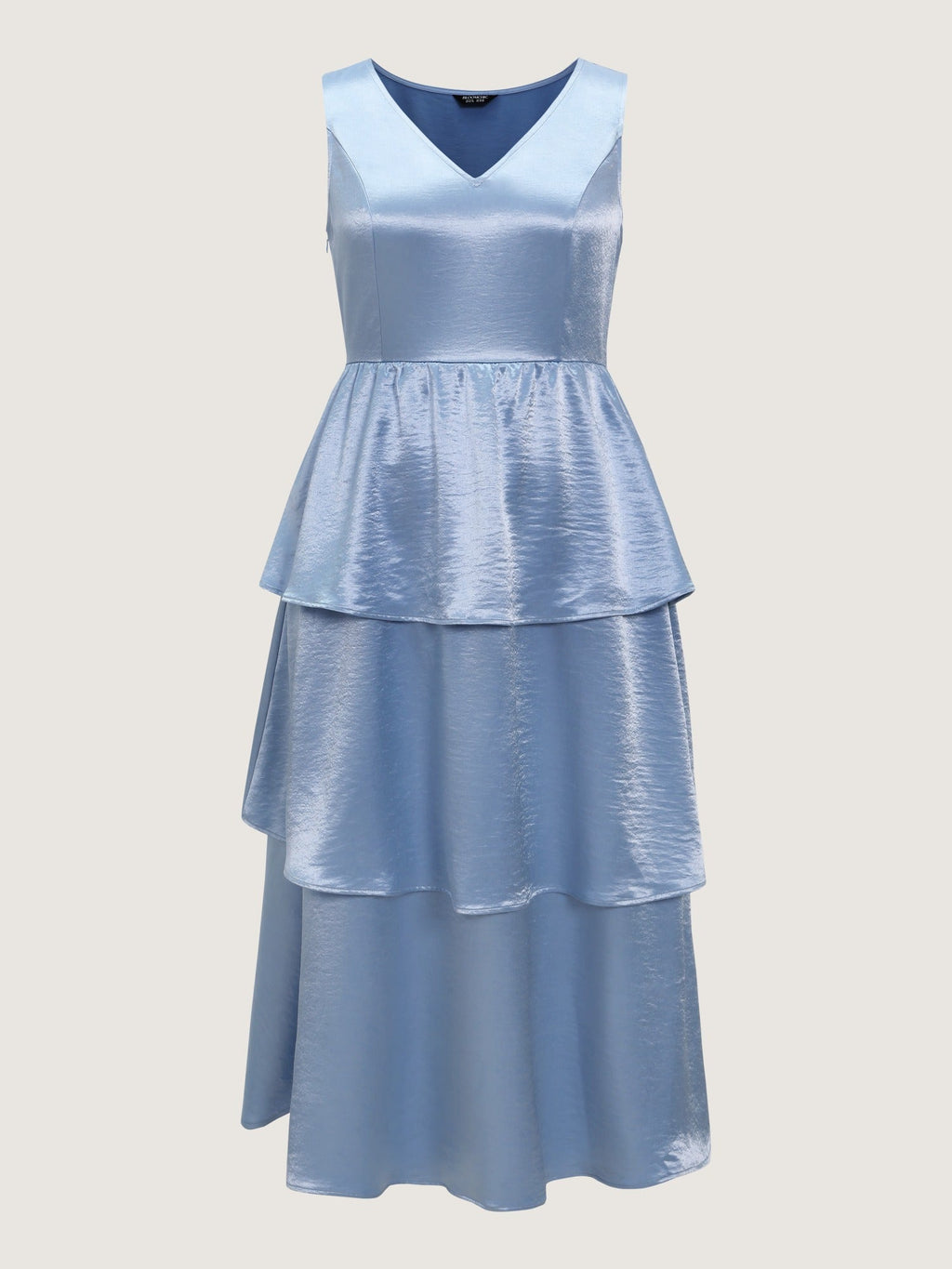 Shiny Satin Layered Sleeveless Maxi Dress