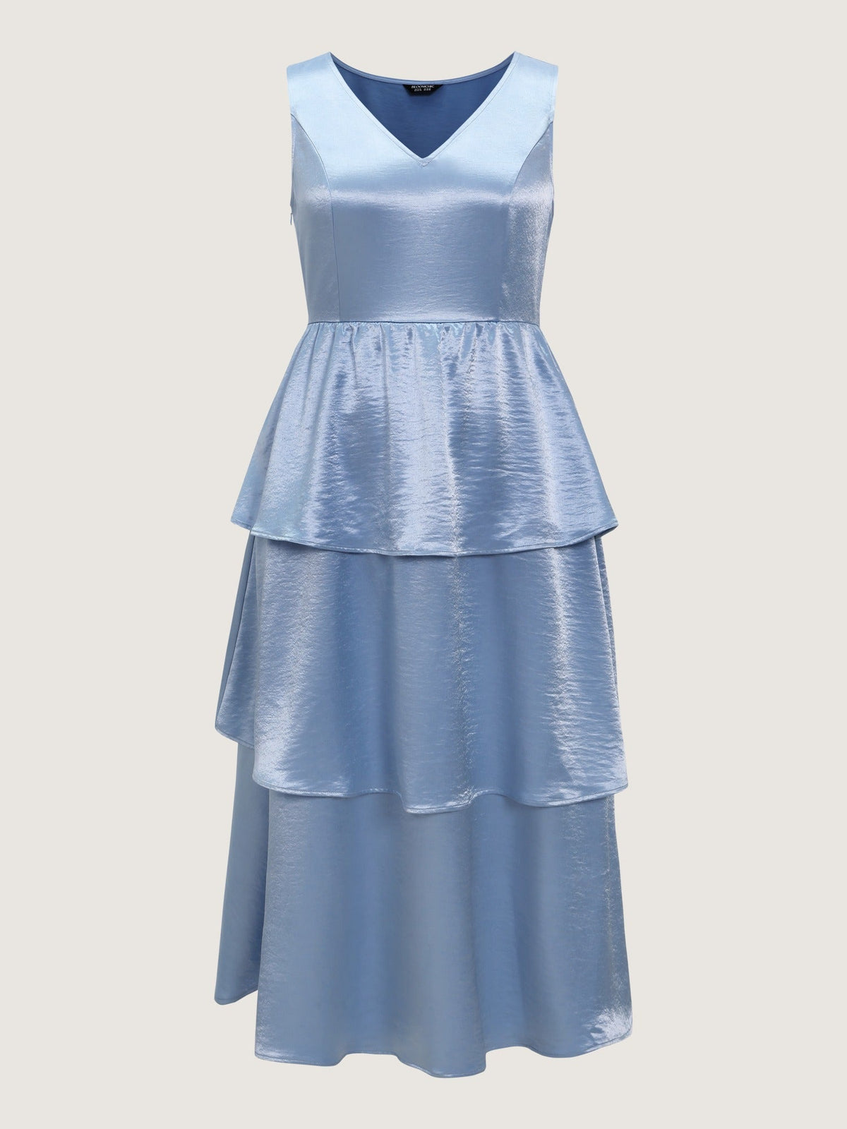 Shiny Satin Layered Sleeveless Maxi Dress