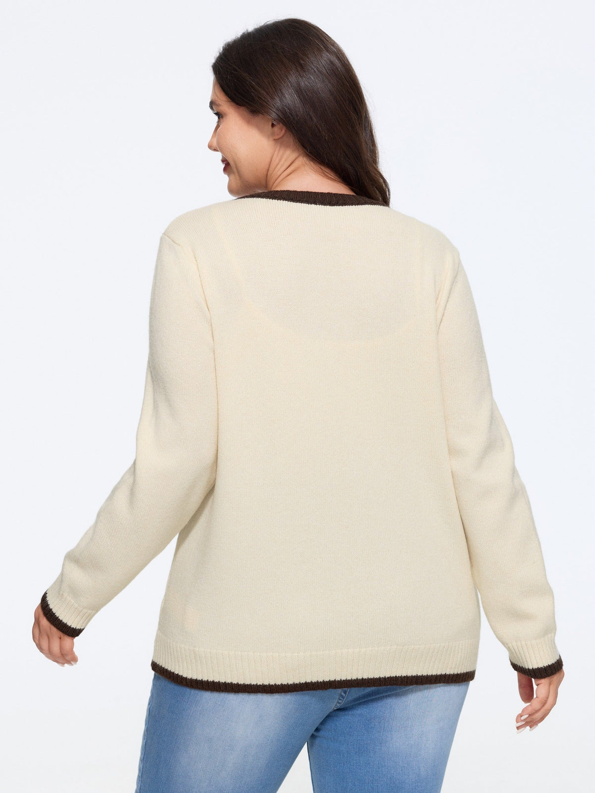 Floral Embroidery Contrast Trim Tie Front Cardigan