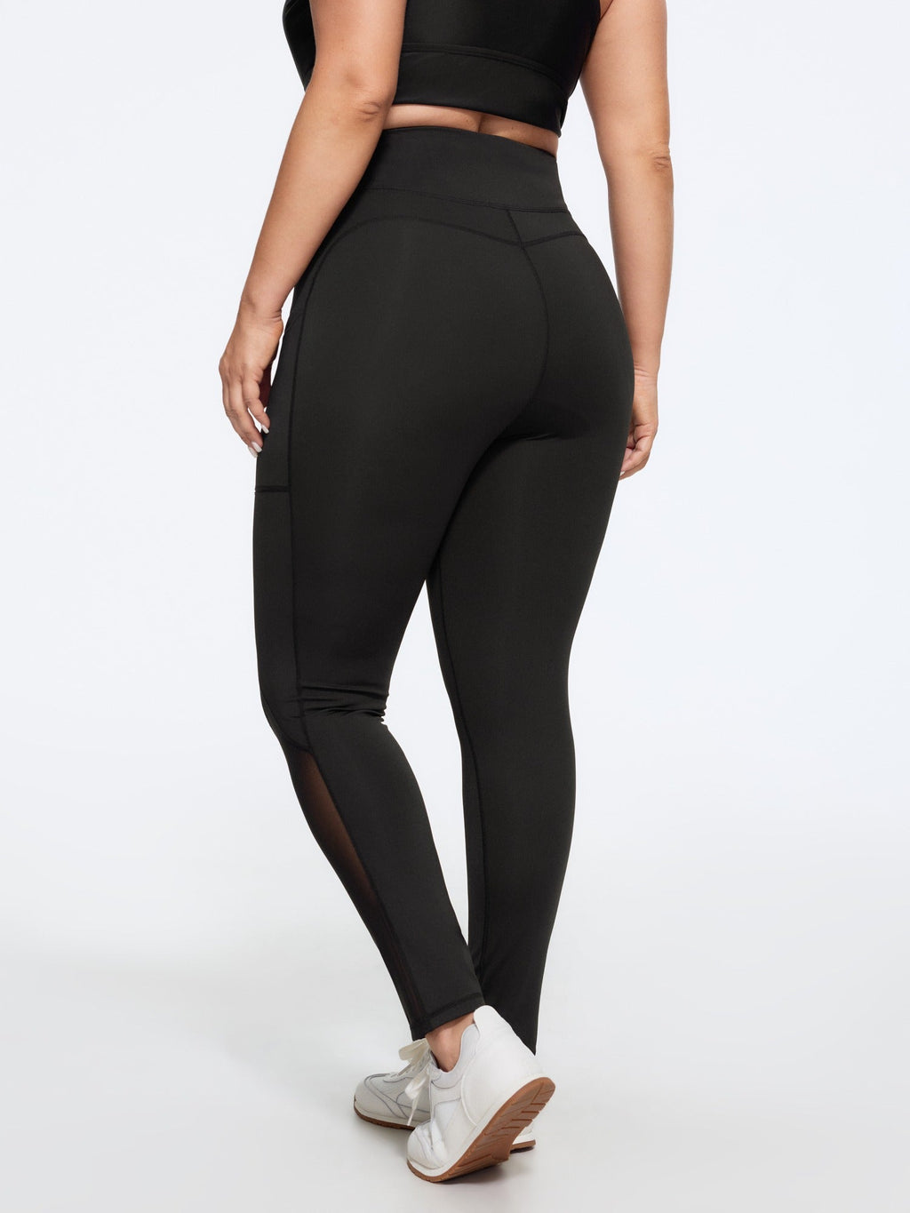 Stretch Mesh Panel Side Pocket Yoga Leggings