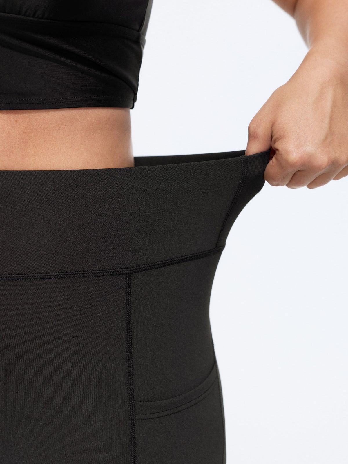 Stretch Mesh Panel Side Pocket Yoga Leggings